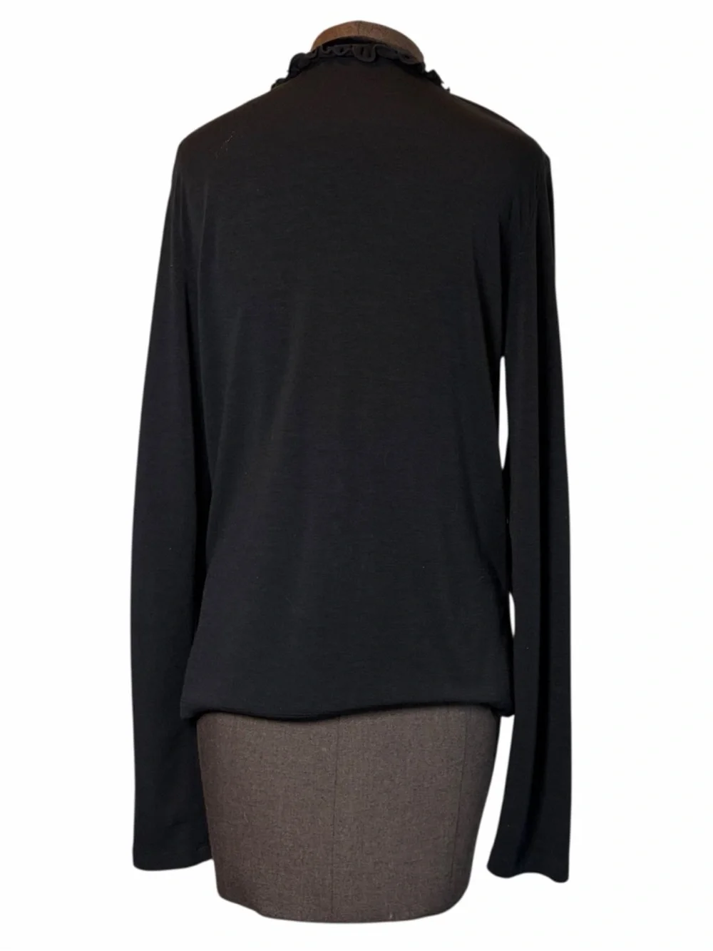 Ann Taylor Black Ruffle Trim Cardigan Sweater Size M Classic Lightweight - Picture 3 of 9